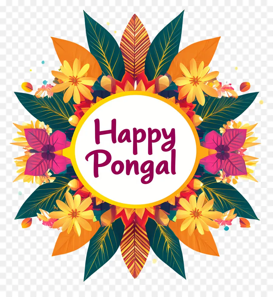 Feliz Pongal，Mandala Floral PNG