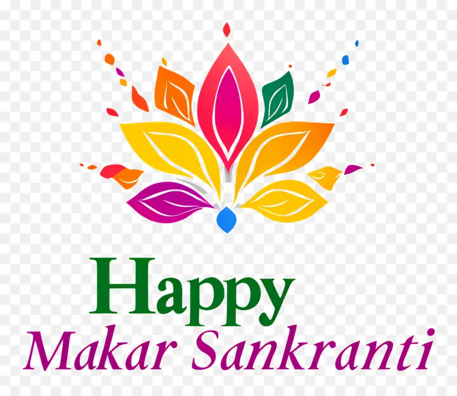 Feliz Makar Sankranti，Design Colorido De Lótus PNG