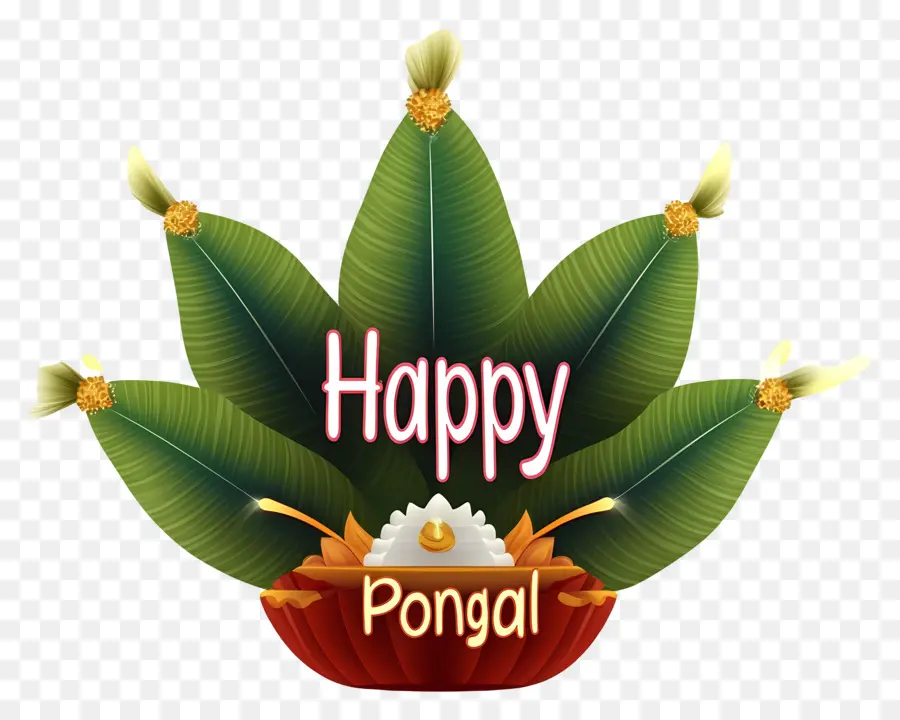 Feliz Pongal，Folhas De Bananeira E Arroz PNG