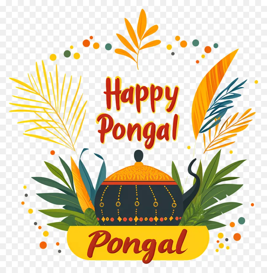 Feliz Pongal，Pote Com Folhas PNG