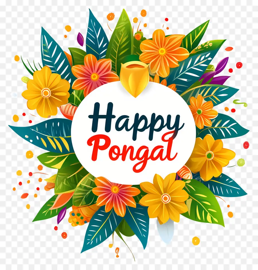 Feliz Pongal，Guirlanda Floral PNG