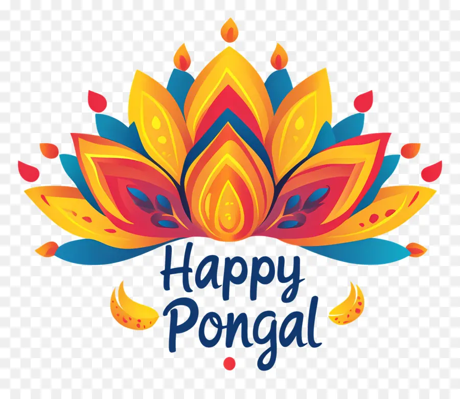 Feliz Pongal，Lótus Colorido PNG