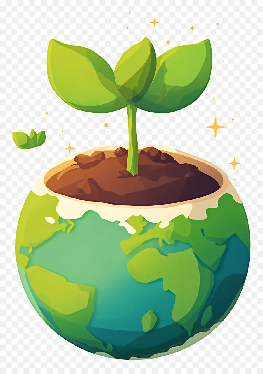 Planeta Verde，Terra Com Planta PNG