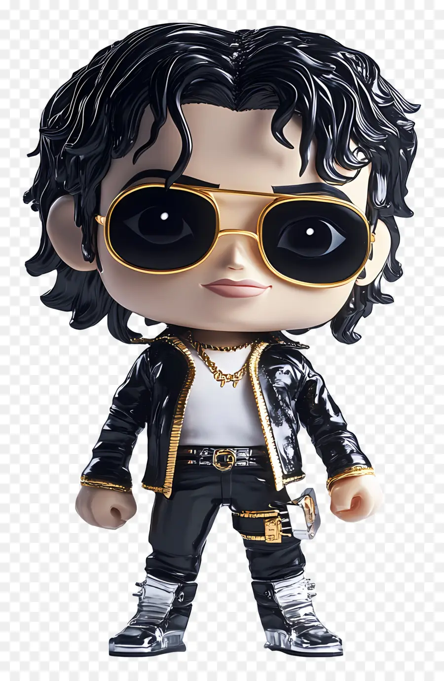 Michael Jackson，Personagem Chibi Com Detalhes Dourados PNG