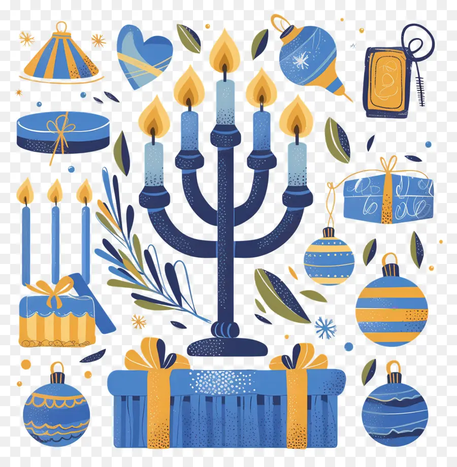 Feliz Hanucá，Menorá De Hanukkah PNG