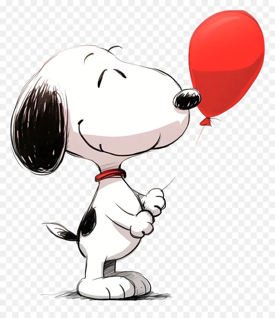 Snoopy Segurando Um Balão，Cão De Desenho Animado Com Balão PNG