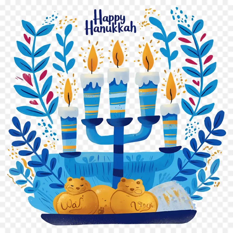 Feliz Hanucá，Menorá De Hanukkah PNG