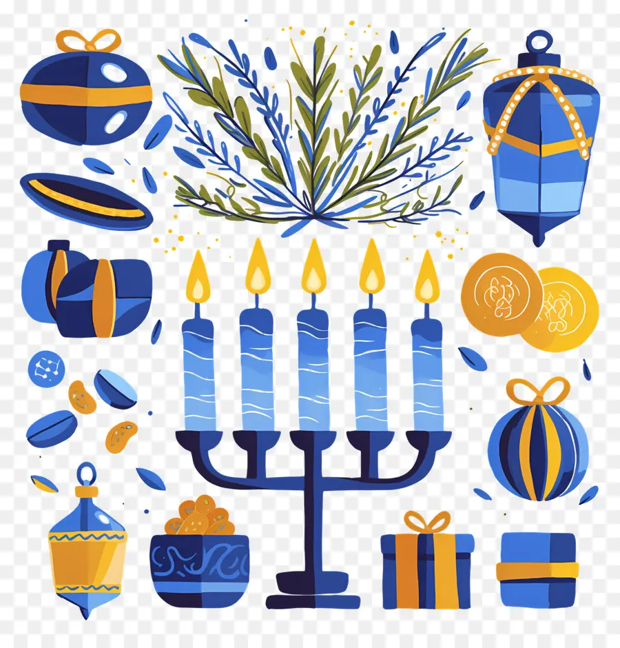 Feliz Hanucá，Menorá De Hanukkah PNG