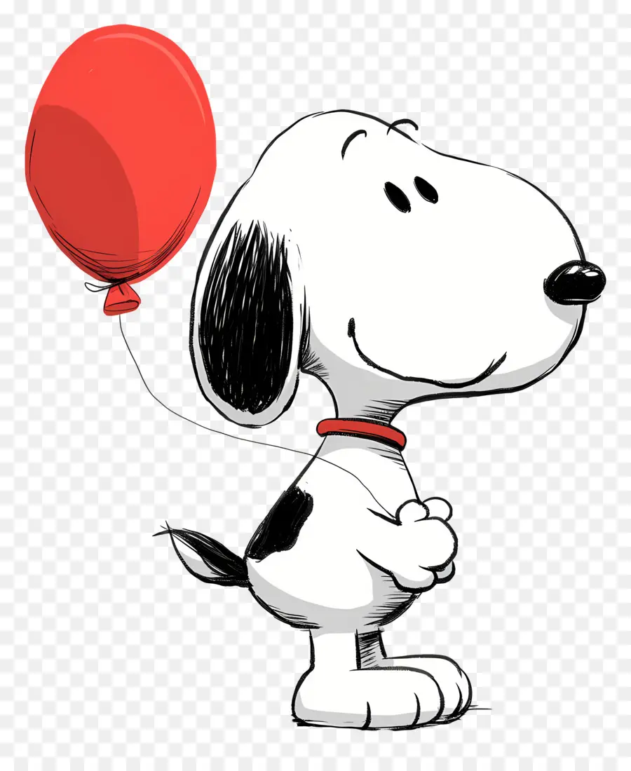 Snoopy Segurando Um Balão，Cão De Desenho Animado Com Balão PNG