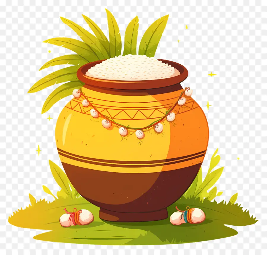 Pote Pongal，Pote Decorativo Com Arroz PNG