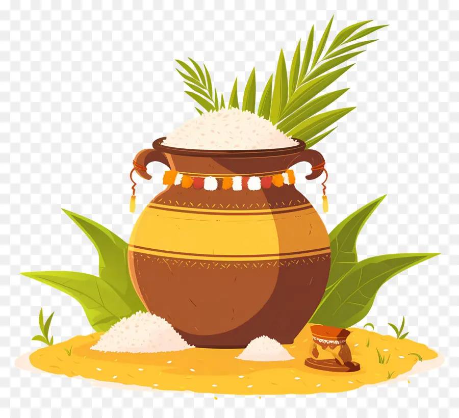 Pote Pongal，Pote Decorativo Com Arroz PNG