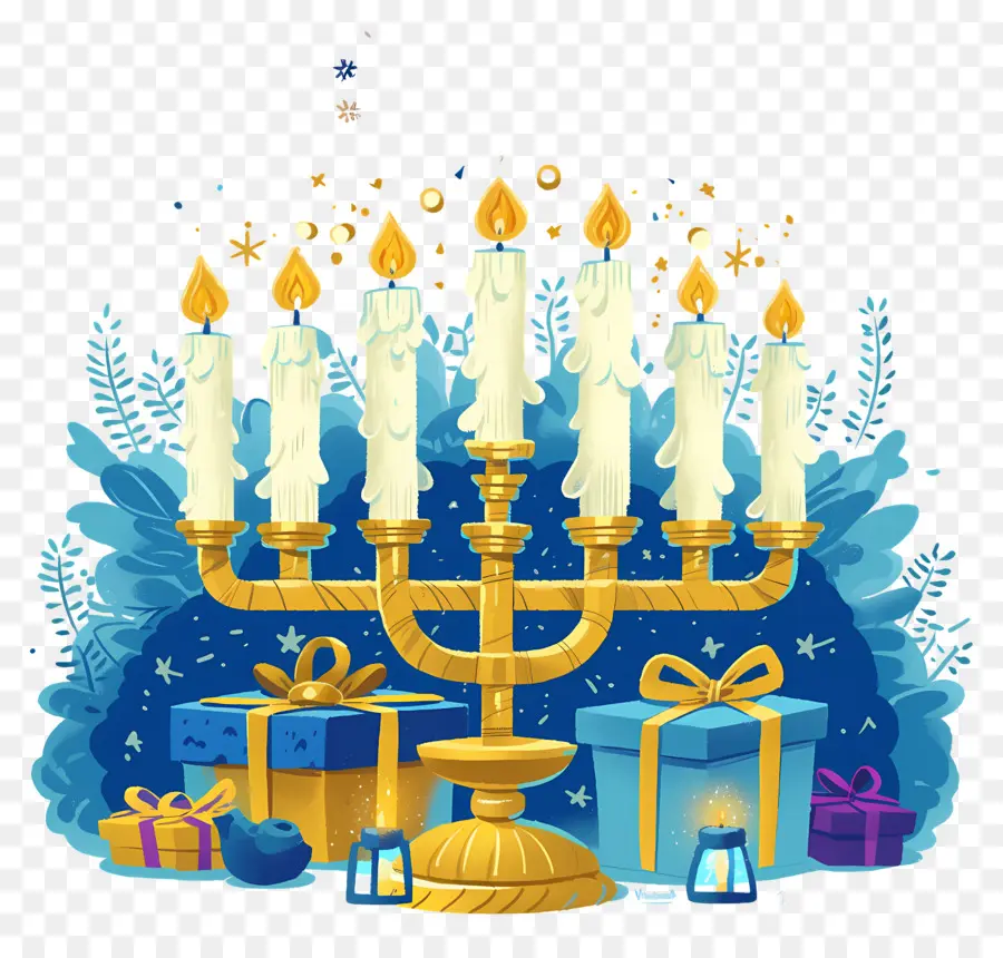 Feliz Hanucá，Menorá De Hanukkah PNG