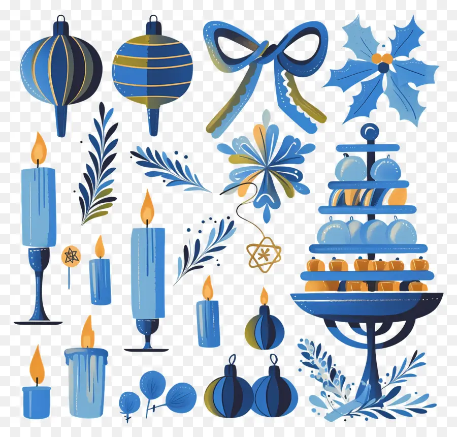 Feliz Hanucá，Velas E Decorações De Hanukkah PNG