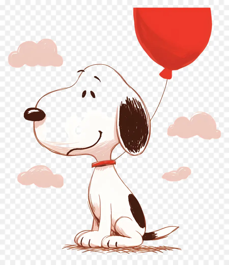 Snoopy Segurando Um Balão，Cão De Desenho Animado Com Balão PNG