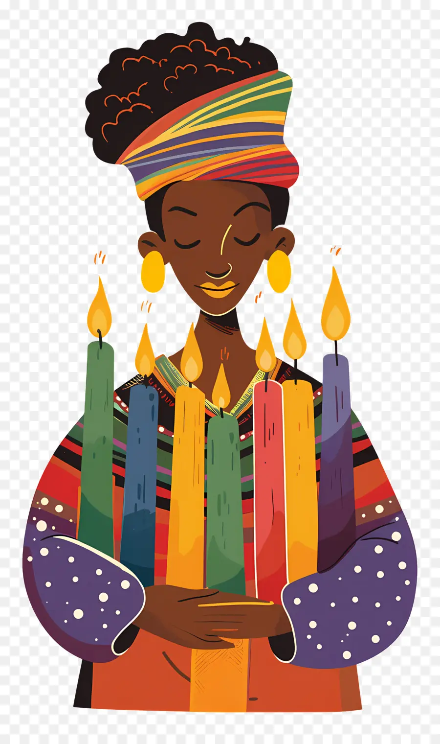 Feliz Kwanzaa，Mulher Com Velas PNG