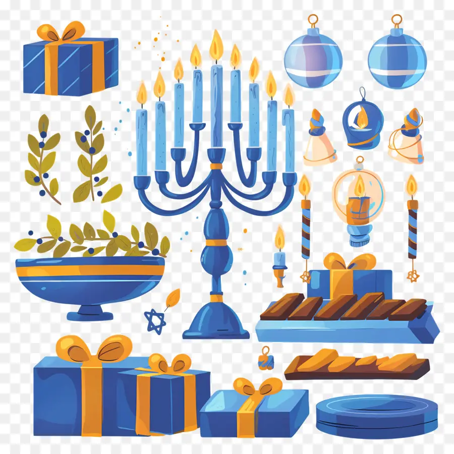 Feliz Hanucá，Decorações De Hanukkah PNG