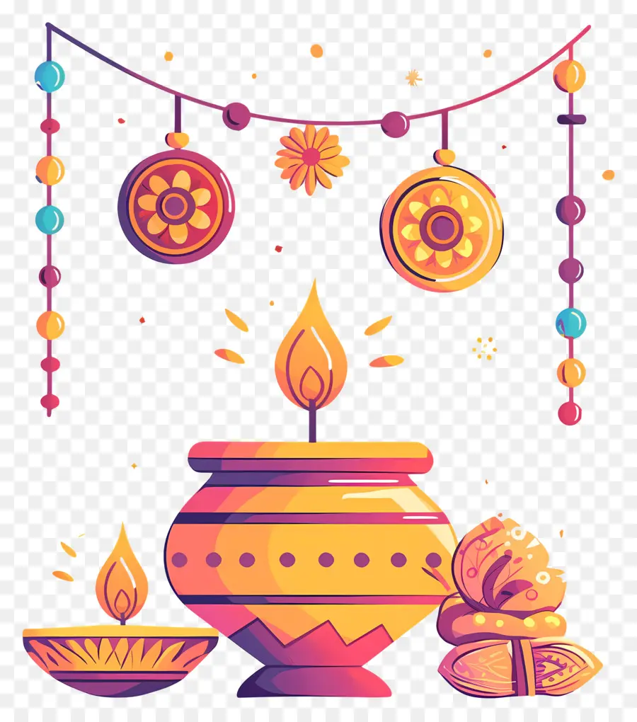 Rakshabandhan，Pote Decorativo Com Vela PNG