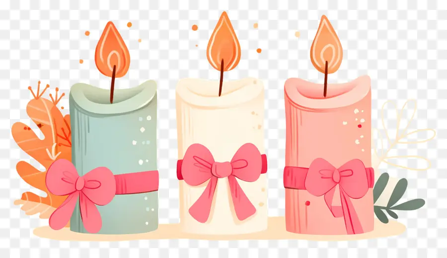 Velas De Natal，Velas Com Laços PNG