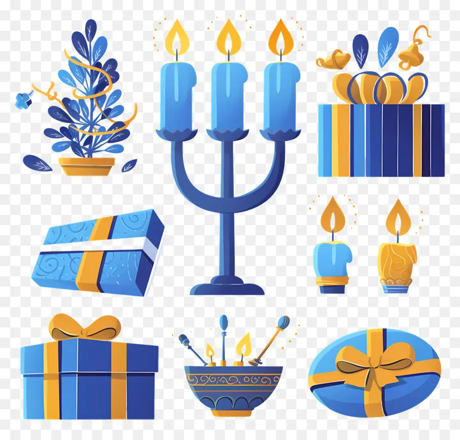 Feliz Hanucá，Decorações De Hanukkah PNG