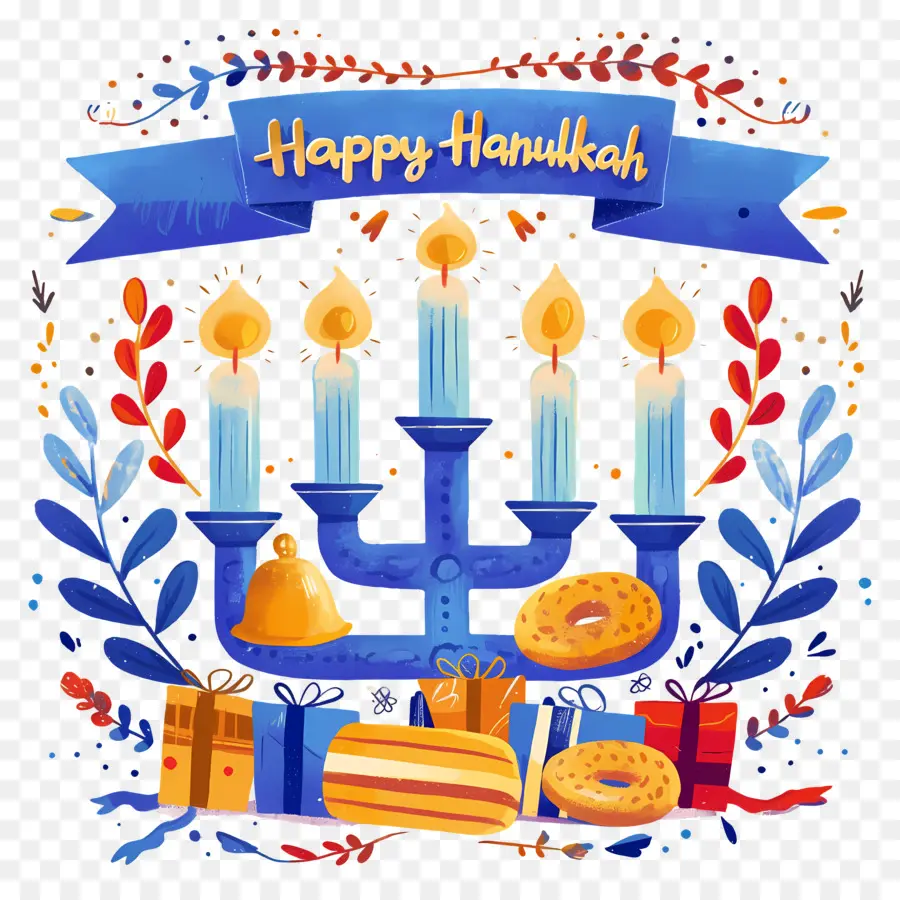 Feliz Hanucá，Menorá De Hanukkah PNG