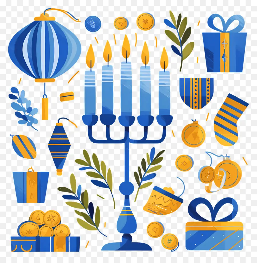 Feliz Hanucá，Menorá De Hanukkah PNG