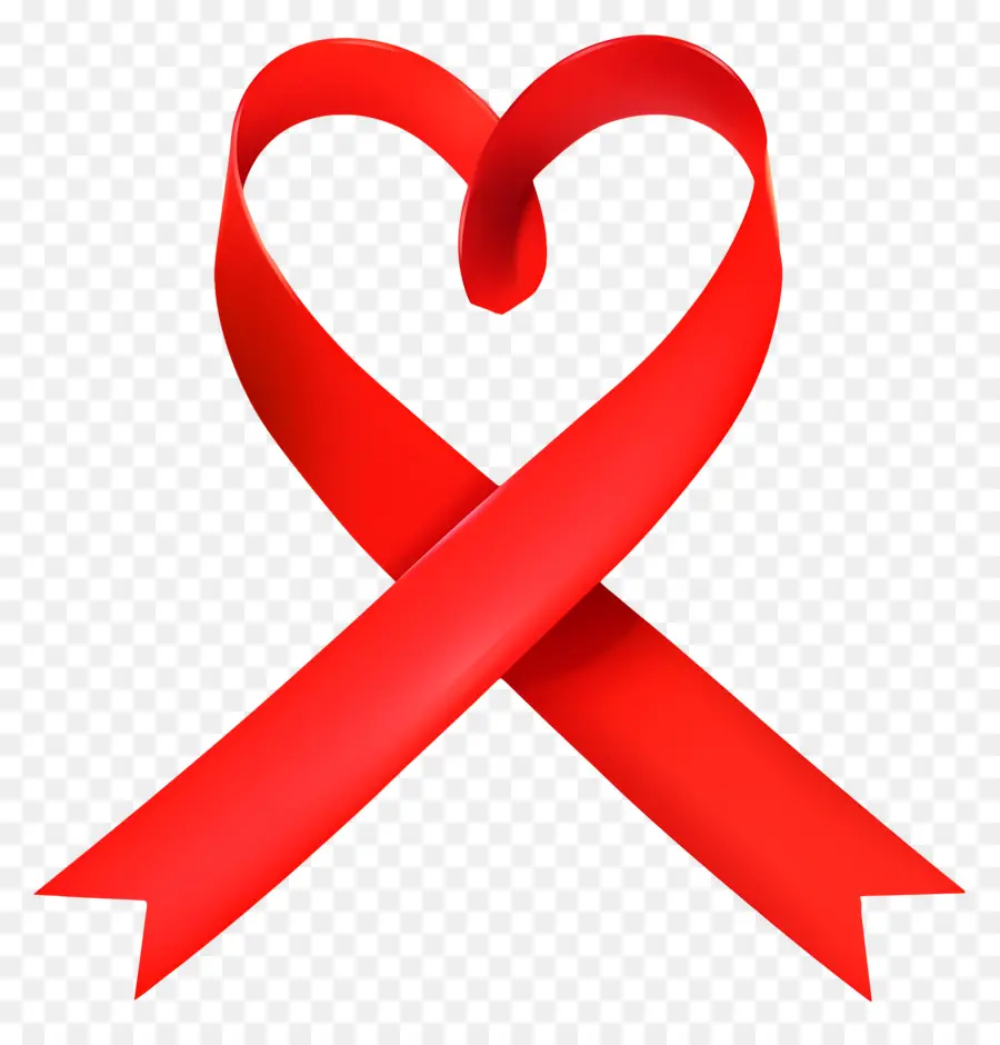 Dia Mundial Da Aids，Coração De Fita Vermelha PNG