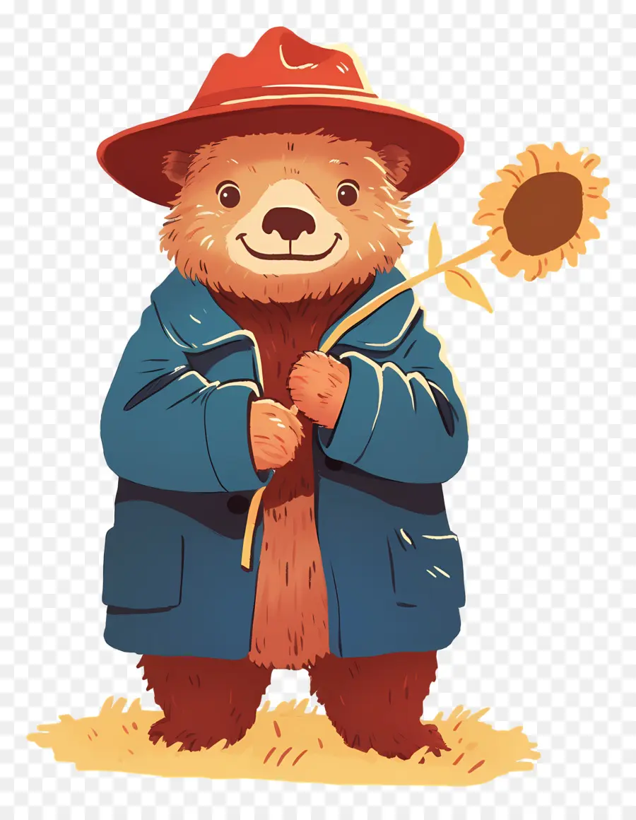 Paddington，Urso Com Girassol PNG