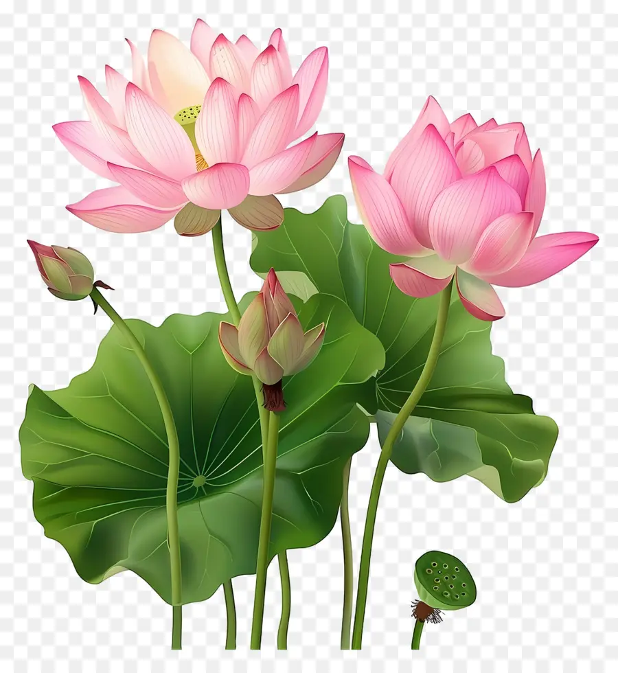 Flores De Lótus，Folhas PNG