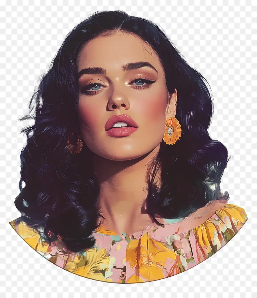 Katy Perry，Mulher Com Vestido Floral PNG