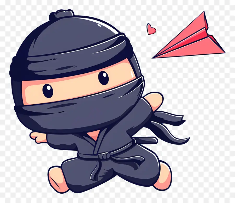 Dia Ninja，Ninja Fofo Com Avião De Papel PNG