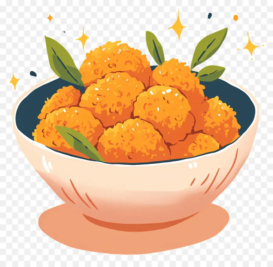 Nuggets De Frango Frito，Bolinhos De Queijo Na Tigela PNG