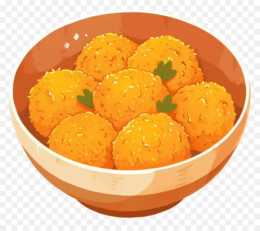 Nuggets De Frango Frito，Bolinhos De Queijo Na Tigela PNG