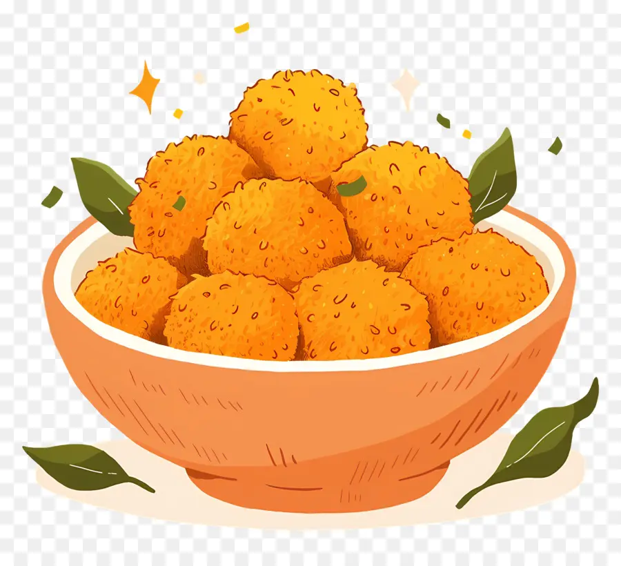 Nuggets De Frango Frito，Bolinhos De Queijo Na Tigela PNG