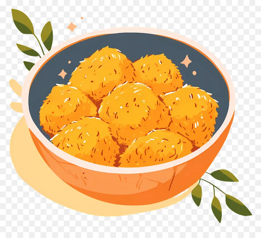 Nuggets De Frango Frito，Tigela De Bolinhas De Queijo PNG