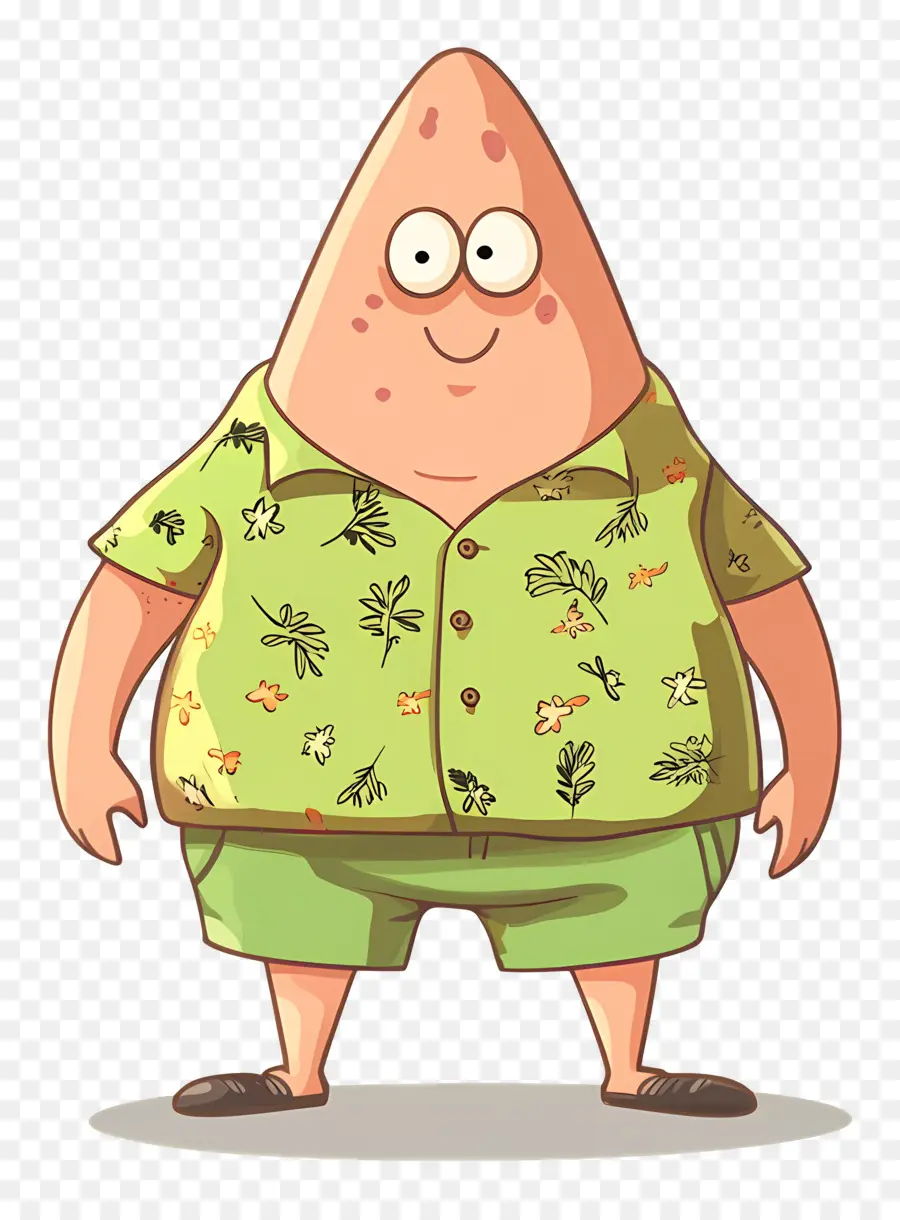 Patrick Estrela，Personagem De Desenho Animado Com Camisa Havaiana PNG