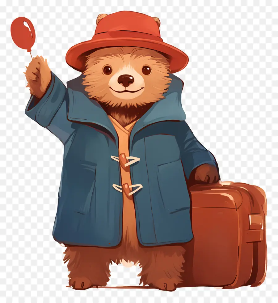 Paddington，Urso Com Chapéu Vermelho E Mala PNG