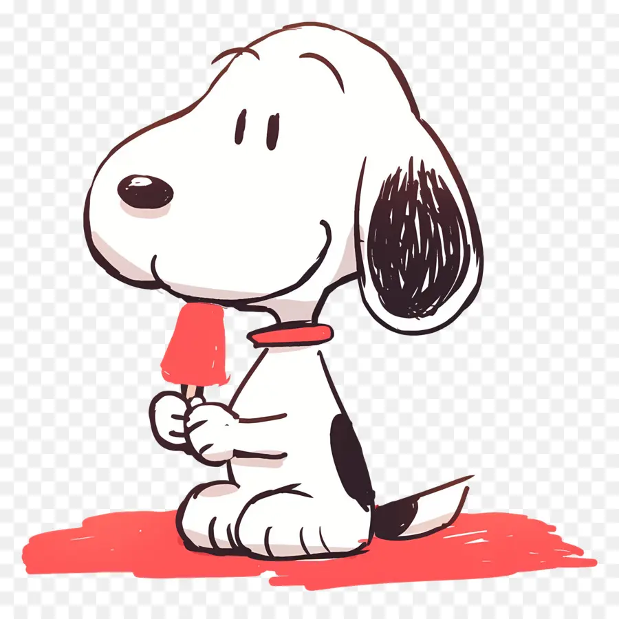 Snoopy Tomando Sorvete，Cachorro De Desenho Animado Com Sorvete PNG