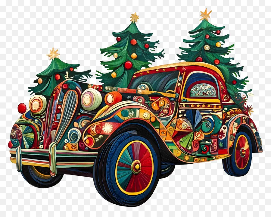 Carro De Natal，Carro De Natal Colorido PNG