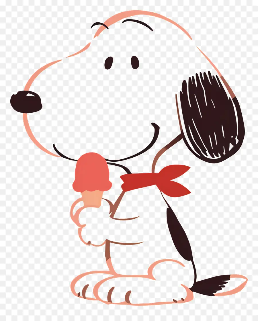 Snoopy Tomando Sorvete，Cão De Desenho Animado Com Sorvete PNG