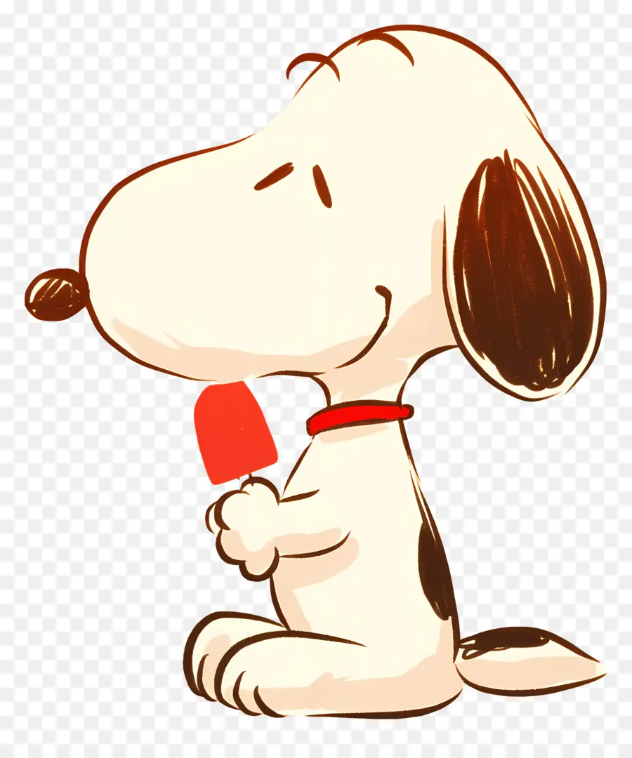 Snoopy Tomando Sorvete，Cão De Desenho Animado Com Picolé PNG