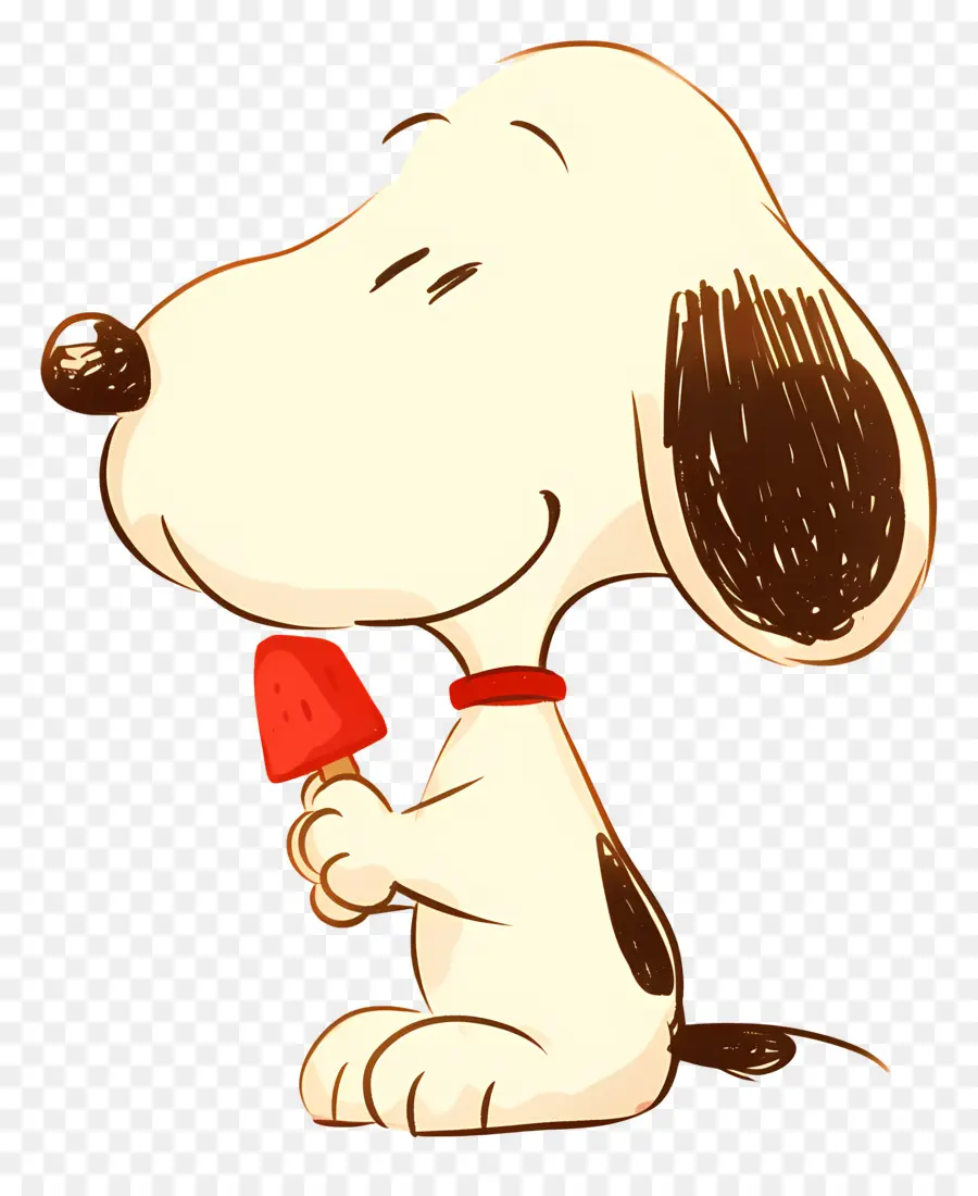 Snoopy Tomando Sorvete，Cão De Desenho Animado Com Picolé PNG