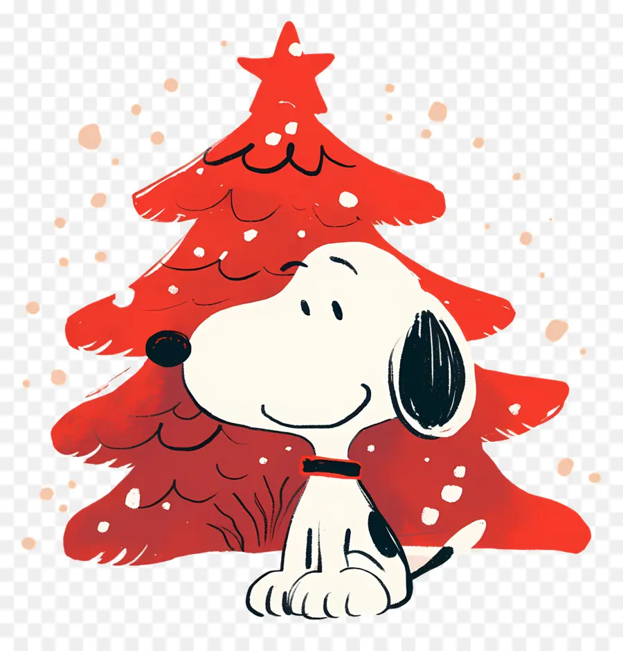 Snoopy，Cão De Desenho Animado Com árvore De Natal PNG