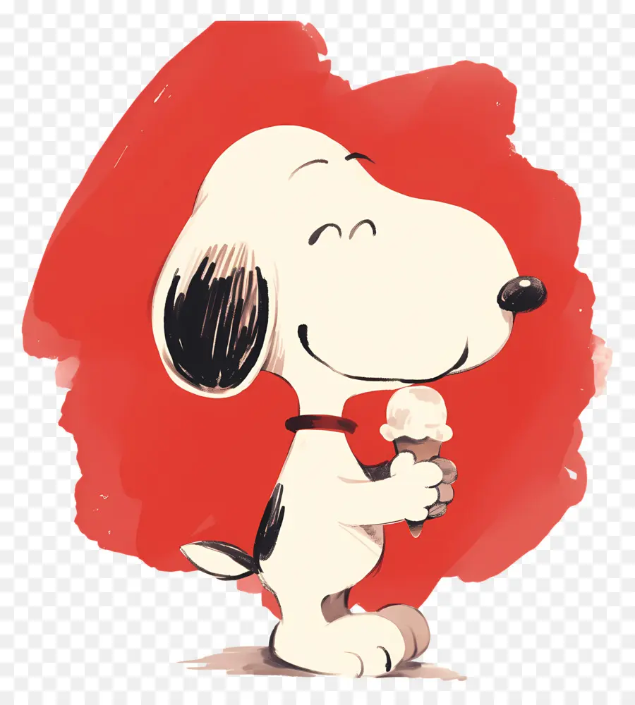 Snoopy Tomando Sorvete，Cão De Desenho Animado Com Sorvete PNG