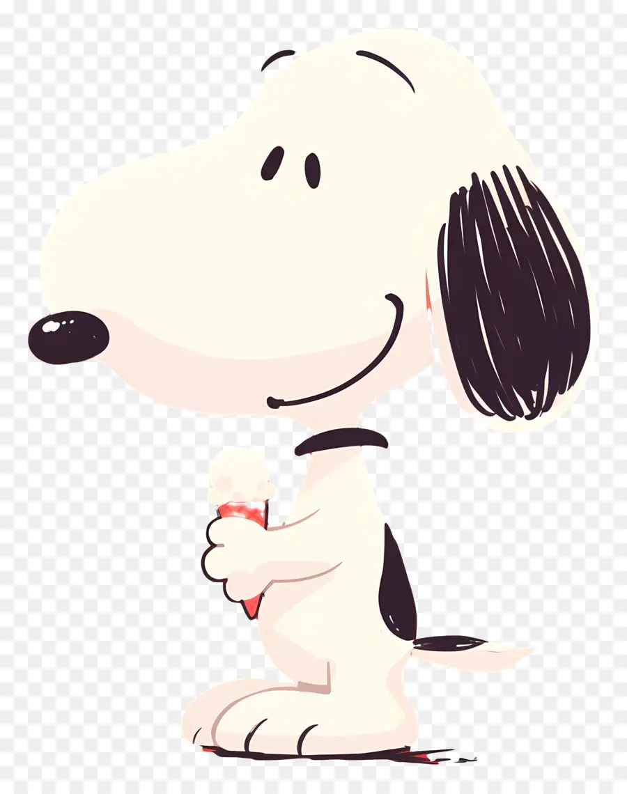 Snoopy Tomando Sorvete，Cão De Desenho Animado Com Picolé PNG