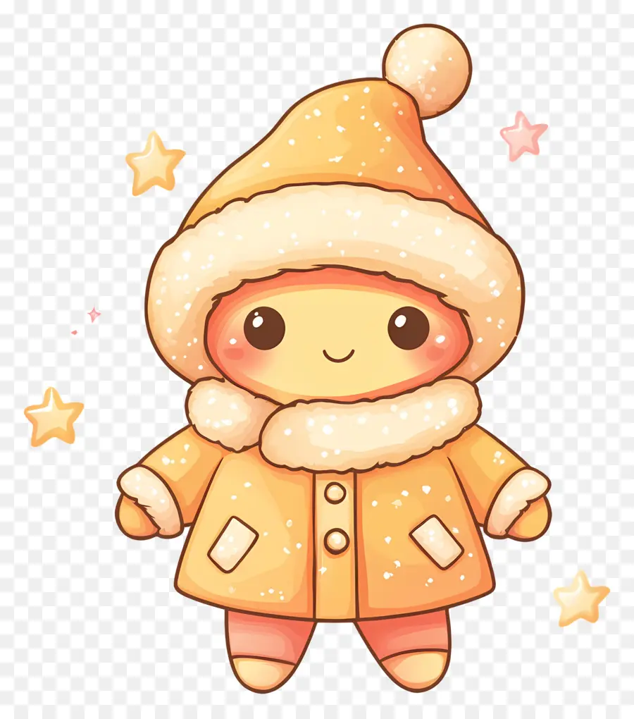 Estrela Animada，Personagem Fofo De Inverno PNG