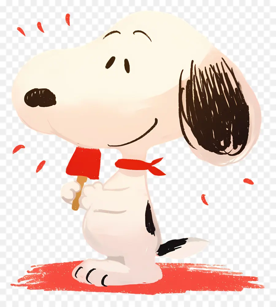 Snoopy Tomando Sorvete，Cão De Desenho Animado Com Sorvete PNG