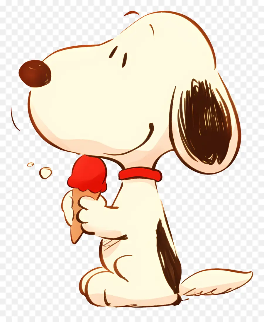 Snoopy Tomando Sorvete，Cão De Desenho Animado Com Picolé PNG