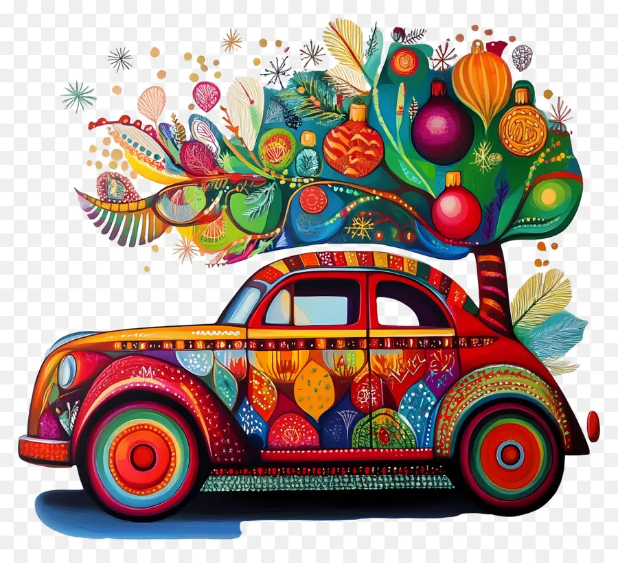 Carro De Natal，Carro Decorado PNG