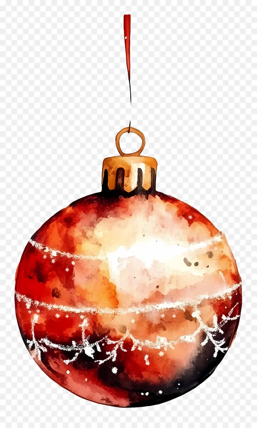 Aquarela De Natal，Ornamento Vermelho PNG