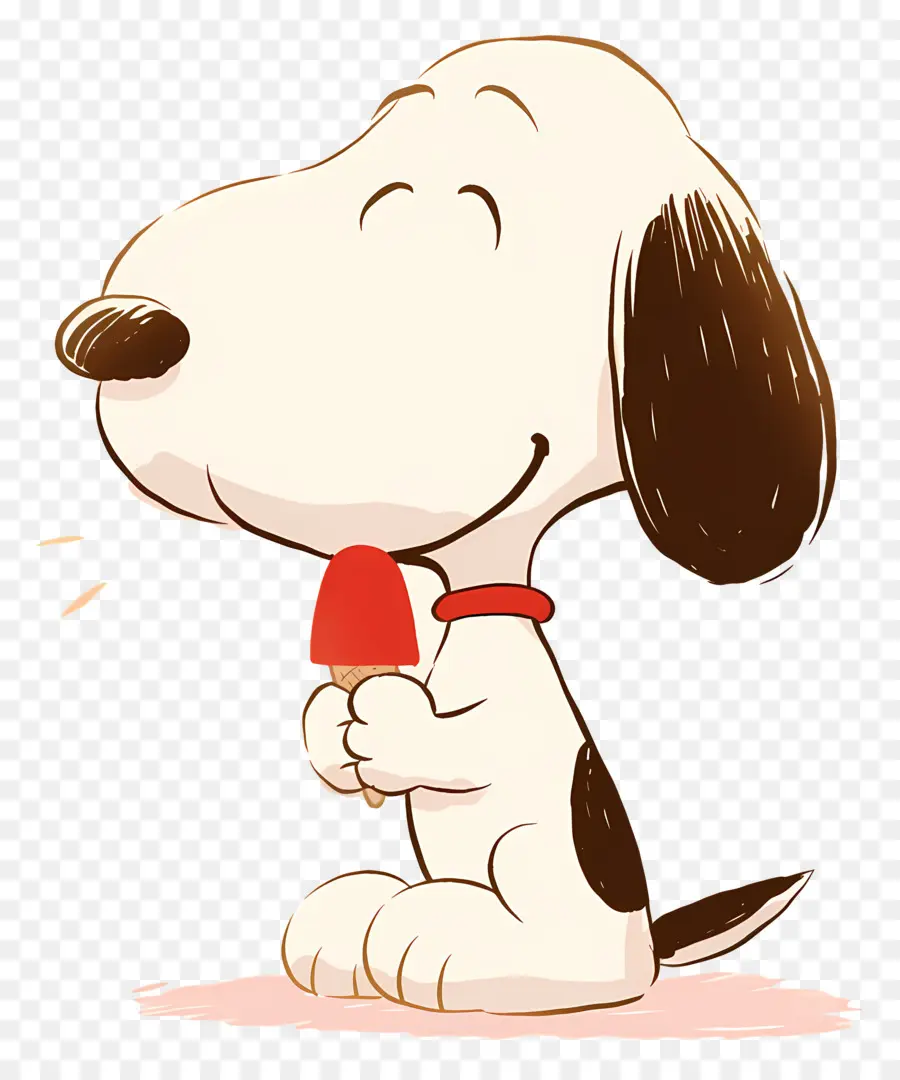 Snoopy Tomando Sorvete，Cão De Desenho Animado Com Picolé PNG